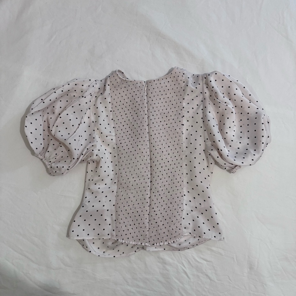 J. Crew Cream Polka Dot Puff Sleeve Blouse - Picture 5 of 9